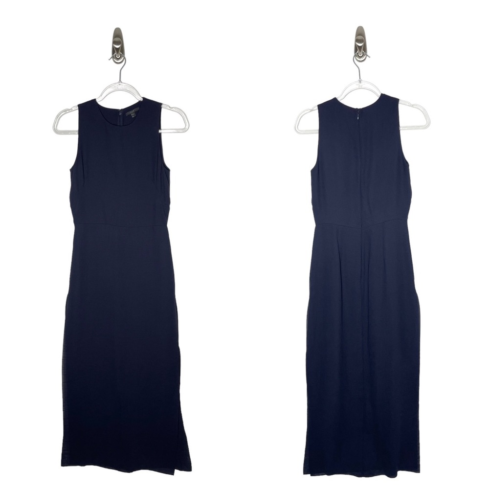 COS | Navy Blue Sleeveless Maxi Dress with Pockets Side Slit EU 34